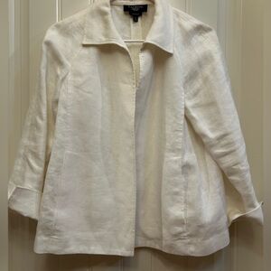 Talbots Women's Elegant White Linen Blazer, PM